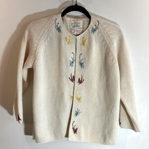 Embroidered Cream Cardigan